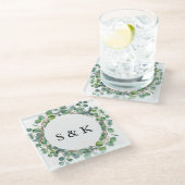 Eukalyptus Wedding Glasuntersetzer (Schrägansicht)