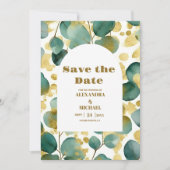 Eukalyptus Wedding Gold Glitzer Save The Date (Vorderseite)