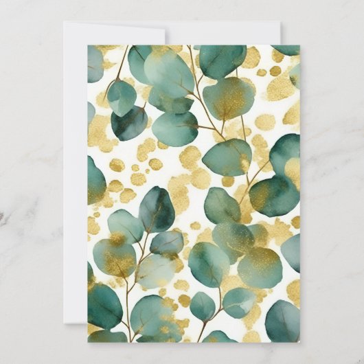 Eukalyptus Wedding Gold Glitzer Save The Date (Rückseite)