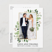 Eukalyptus Wedding Gold Liebe Dank Postkarte (Vorne/Hinten)