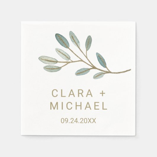 Eukalyptus Wedding Gold Veined Serviette (Vorderseite)