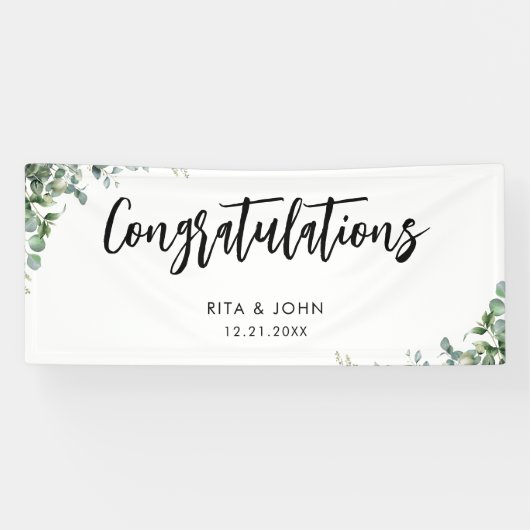 Eukalyptus Wedding Gratulationen Handwriting Banner (Horizontal)