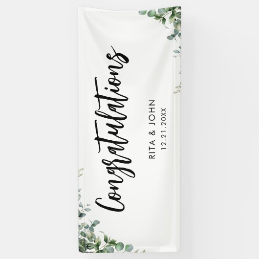 Eukalyptus Wedding Gratulationen Handwriting Banner (Vertikal)