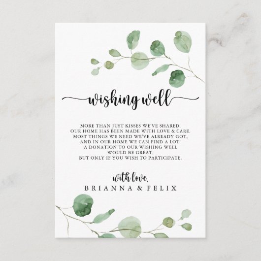 Eukalyptus Wedding Green Delight Begleitkarte (Vorderseite)