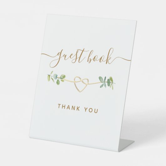 Eukalyptus Wedding Guest Book Pedestal Sign Sockelschild (Vorderseite)