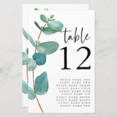 Eukalyptus Wedding Guest Name Tabelle No (Vorne/Hinten)