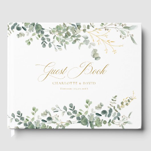 Eukalyptus Wedding Handwriting Script Wedding Gästebuch (Vorderseite)