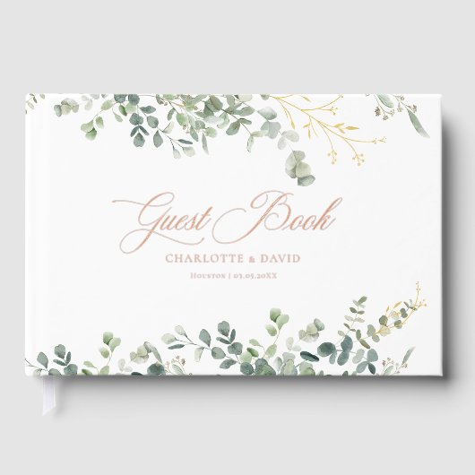 Eukalyptus Wedding Handwriting Script Wedding Gästebuch (Vorderseite)