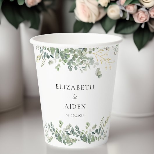 Eukalyptus Wedding Handwriting Script Wedding Pappbecher