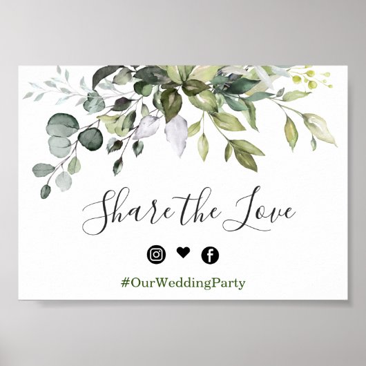 Eukalyptus Wedding Hashtag Sign Poster (Vorne)