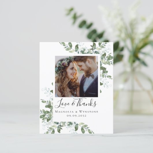 Eukalyptus Wedding HAUSHALT Dankeschön Karte (Stehend Vorderseite)