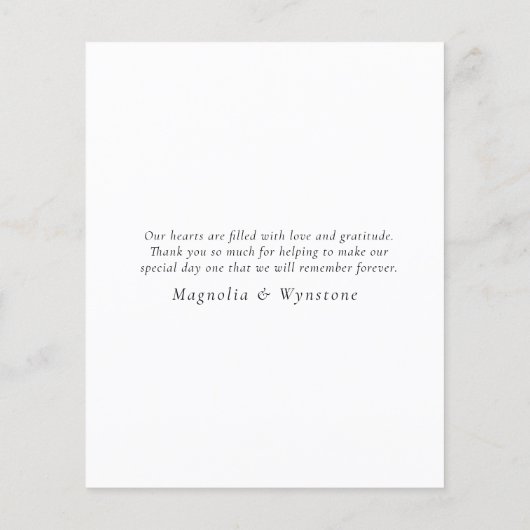 Eukalyptus Wedding HAUSHALT Dankeschön Karte (Rückseite)