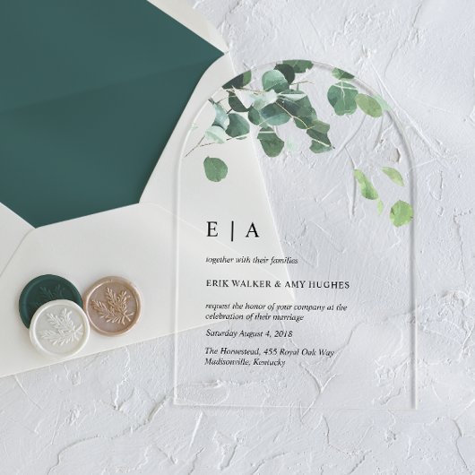 Eukalyptus Wedding Invitation Arch Acryleinladungen