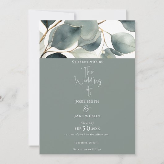Eukalyptus Wedding Invitation Einladung (Vorderseite)