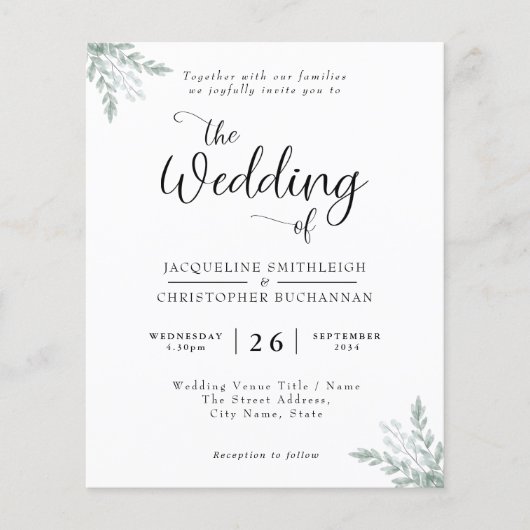 Eukalyptus Wedding Invitation Flyer (Vorne)