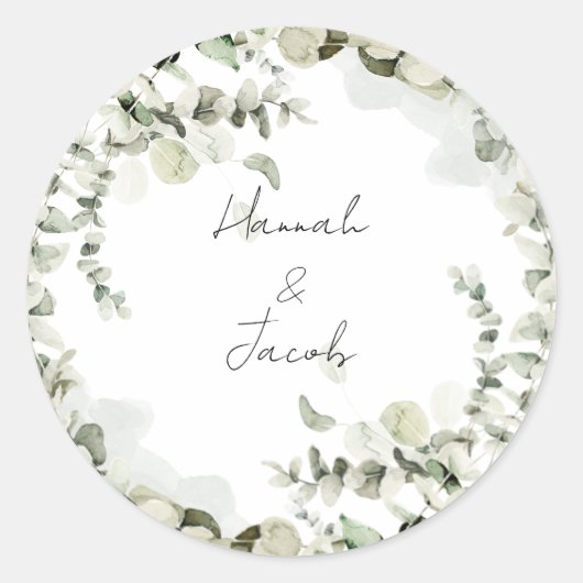 Eukalyptus Wedding Invitation Umschlag Aufkleber (Vorderseite)