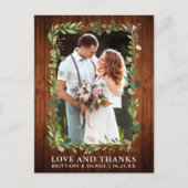 Eukalyptus Wedding Liebe dank Wood Postkarte (Vorderseite)