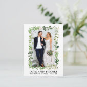 Eukalyptus Wedding Liebe und Danke Postkarte (Stehend Vorderseite)