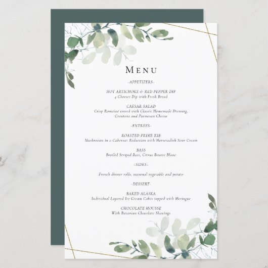 Eukalyptus Wedding Menu (Vorne/Hinten)