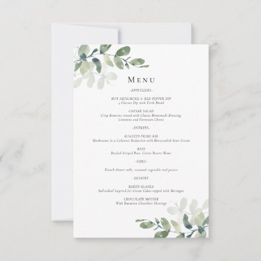 Eukalyptus Wedding Menu Card Einladung (Vorderseite)