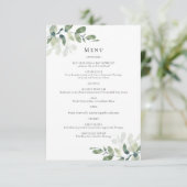 Eukalyptus Wedding Menu Card Einladung (Stehend Vorderseite)