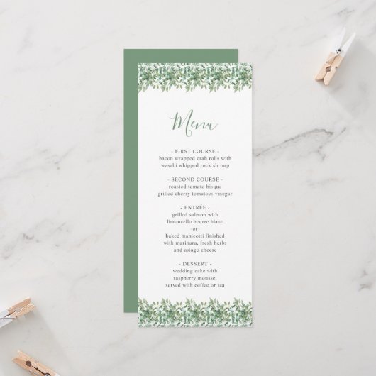 Eukalyptus Wedding Menu Einladung (Vorderseite/Rückseite Beispiel)