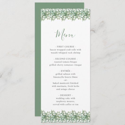 Eukalyptus Wedding Menu Einladung (Vorne/Hinten)