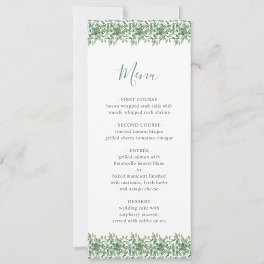 Eukalyptus Wedding Menu Einladung (Vorderseite)