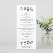 Eukalyptus Wedding Menu, Grüne Hochzeit Menükarte (Stehend Vorderseite)