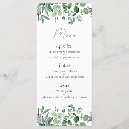 Eukalyptus Wedding Menu Menükarte (Vorderseite)