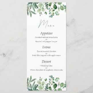 Eukalyptus Wedding Menu Menükarte