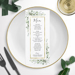 Eukalyptus Wedding Menu unter Goldgrün<br><div class="desc">Eine schöne goldene grüne eucalyptus Hochzeitskarte. Einfach mit Ihren Daten personalisieren. Ideal für Hochzeiten im Grün oder im Garten.</div>