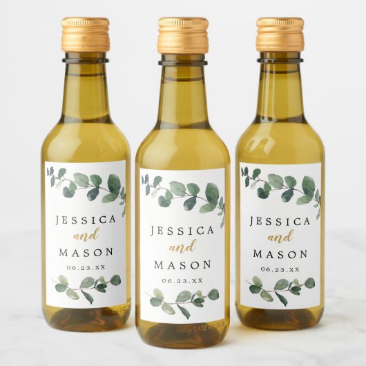 Eukalyptus Wedding Mini Weine Labels Weinetikett (Flaschen)