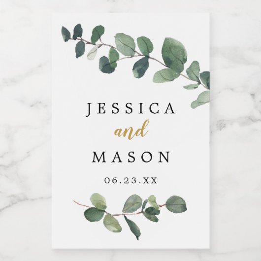 Eukalyptus Wedding Mini Weine Labels Weinetikett (Einzelnes Label)