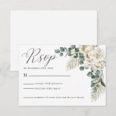 Eukalyptus Wedding Minimalistische Blume RSVP Karte (Vorne/Hinten)