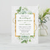 Eukalyptus Wedding mit Aquarell und Gold Glitzer Einladung (Stehend Vorderseite)