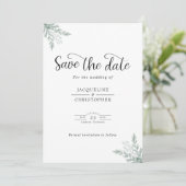 Eukalyptus Wedding Monogram Save the Date (Stehend Vorderseite)