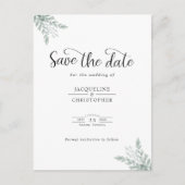 Eukalyptus Wedding Monogram Save the Date Ankündigungspostkarte (Vorderseite)