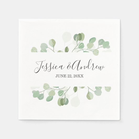 Eukalyptus Wedding Napkin Botanical Personalisiert Serviette (Vorderseite)