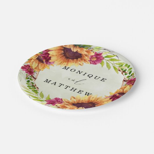 Eukalyptus Wedding Paper Pla Pappteller (Schrägansicht)