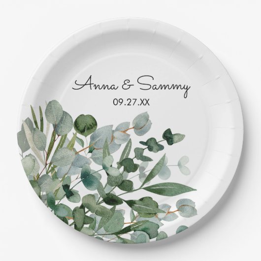 Eukalyptus Wedding Pappteller (Vorderseite)