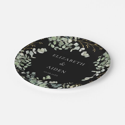 Eukalyptus Wedding Pappteller (Schrägansicht)