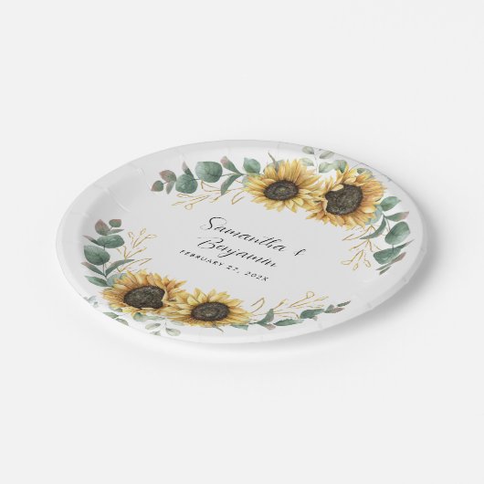 Eukalyptus Wedding Party Pappteller (Schrägansicht)