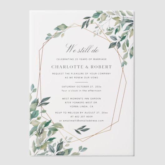 Eukalyptus Wedding Pergament Einladungen (Vorderseite)