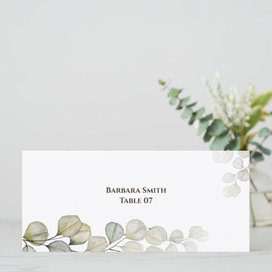 Eukalyptus Wedding Plaste Card (Stehend Vorderseite)