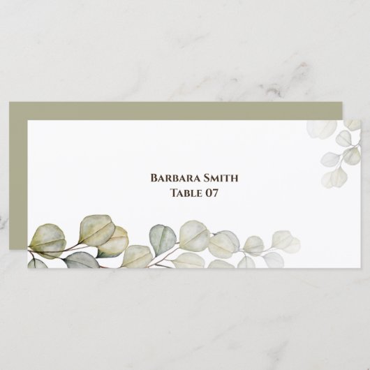 Eukalyptus Wedding Plaste Card (Vorne/Hinten)