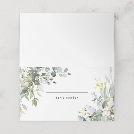 Eukalyptus Wedding-Platzkarten Platzkarte (Außenseite Aufgefaltet)