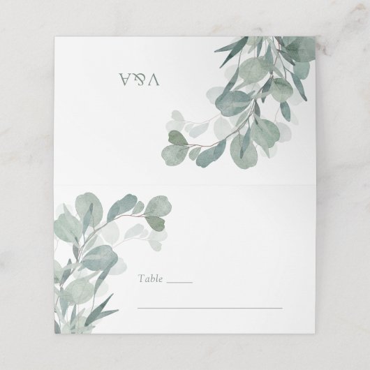 Eukalyptus Wedding-Platzkarten Platzkarte (Außenseite Aufgefaltet)