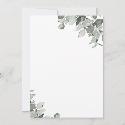Eukalyptus Wedding Probe Dinner Einladung (Rückseite)