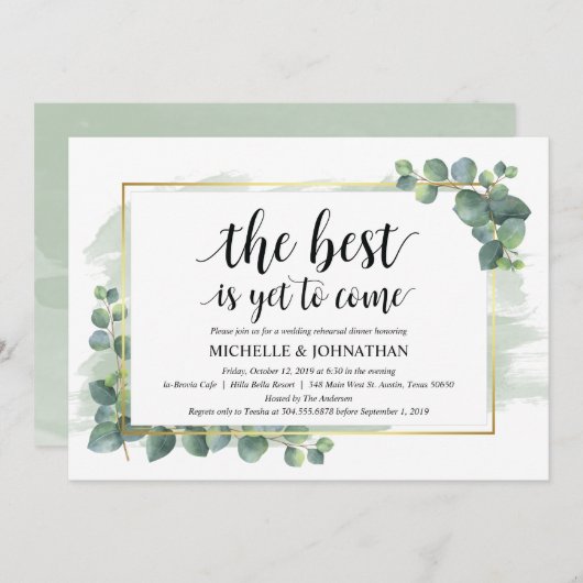 Eukalyptus Wedding Probe Dinner Einladung (Vorne/Hinten)